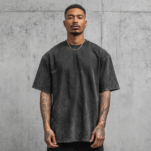 เสื้อยืดคอตตอน 100% ทรงหลวม แขนสั้น คอกลม สไตล์สตรีทแวร์ ล้างสีแบบ Acid Wash สำหรับผู้ชาย - Product Image 3