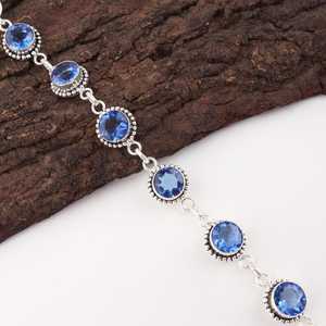 Tanzanite Gemstone <b>Charm</b> <b>Bracelet</b> Handmade 925 <b>Sterling</b> <b>Silver</b> Adjustable Luxury GIA Certified 18K Gold Plated Elegant Gift for - Product Image 2