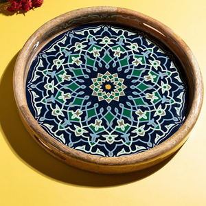 High Quality Designer Wooden <b>Tray</b> with Flowers Printed Handle for Serving Snacks Drinks Food Manufactured and Supplied by HHO - Product Image 2