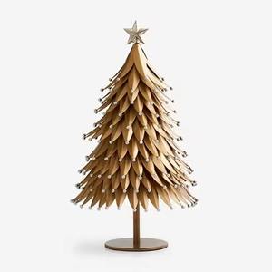 Ensemble de sapin de Noël en fil d'or avec étoile scintillante en haut, cône à paillettes, décoration de table de fête, ornements de Noël - Product Image 3