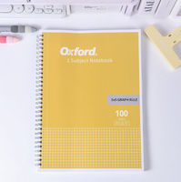 Carnet de notes à spirale pour étudiants américains, 100 feuilles A4, pages intérieures à petits carreaux, idéal pour l'étude