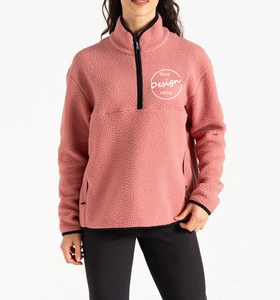 Pull en polaire Sherpa doux brodé uni pour femmes Sweat-shirt à fermeture éclair éclair Vêtements d'extérieur décontractés personnalisés Veste pull pour femmes - Product Image 4