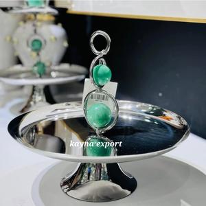 Home Decorative White Marble <b>Cake</b> <b>Stand</b> Gold Metal Wire Design <b>Set</b> of 2 <b>Cake</b> <b>Stand</b> - Product Image 3