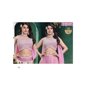 Lehenga Choli de Organza Lavanda con Blusa Bordada con Lentejuelas Plateadas y Dupatta Fluido para Invitadas de Boda - Product Image 2