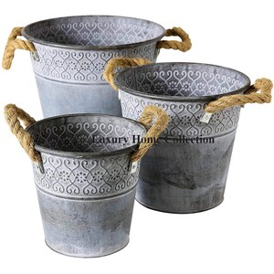 Pots et jardinières modernes d'art créatif en forme de seau avec poignée en corde épaisse Fournitures attrayantes au look fantaisie de concepteur à bas prix - Product Image 1