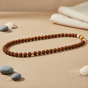 Rudraksha Mala <b>Necklace</b> Unisex <b>Spiritual</b> Agate Quartz Pearl Ball-shaped Religious Gift Classic Trendy - Product Image 1