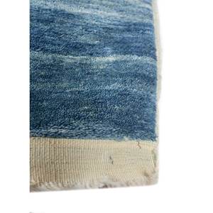 Tapis en laine noués à la main Zuri Blue, couleur unie, motif losanges, style Tabriz, pour la maison, le salon, le couloir - Pae-5736 - Product Image 4