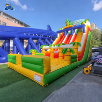LilyToys Toboggan gonflable sec à thème jungle excitant pour l'extérieur, grand toboggan gonflable à thème dinosaure pour adultes