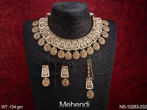 Ensemble collier ras du cou plaqué Mehendi Design fantaisie pour fête - Product Image 3