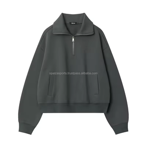 Sudadera con Capucha de Alta Calidad con Cierre de 1/4 para Hombre, Logotipo Personalizado con Impresión de Espuma, Color Sólido, Invierno, 100% Algodón, Felpa Gruesa - Product Image 5