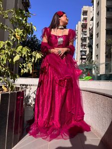 Latest Designer Georgette Sequence <b>Net</b> Ruffle Border Crop <b>Top</b> Lehenga Choli - Product Image 4