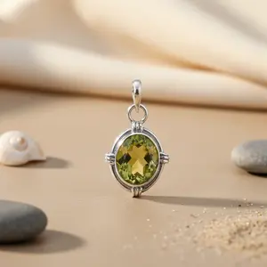 Pendentif en argent 925 avec péridot pour femmes, plaqué rhodium, or rose, motif animal, pendentif en CZ, bijoux en pierres précieuses avec pendentifs de charme - Product Image 2