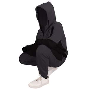 Survêtement à manches courtes 100% coton écologique léger imprimé solide survêtement respirant à capuche ensemble unisexe - Product Image 2