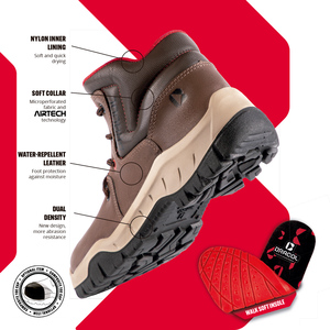 BRACOL AMAZONAS bottes de sécurité double densité PU semelle hydrofuge peau de vache PP embout anti-dérapant haute absorption de la sueur tailles 34-47 - Product Image 5