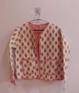 แจ็กเก็ตผ้าฝ้ายบุนวมสำหรับฤดูหนาวที่สง่างามสินค้ามาใหม่สีขาวฤดูใบไม้ร่วงปักลายดอกไม้คอ suzani กระดุมสั้น - Product Image 1