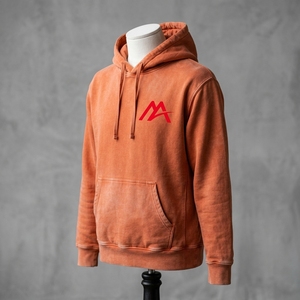 Sweat à capuche polaire pour homme, couleur terre cuite, avec logo, style streetwear, poche kangourou, vente en gros, vêtements OEM ODM, grammage lourd - Product Image 3