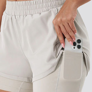 Shorts Bermuda para Mujer, Cintura Media, para Correr, Entrenamiento, Doble Capa, Ropa de Yoga, con Bolsillos, Secado Rápido, Transpirable, Ecológico - Product Image 6