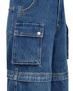 Manufacturer Customized Women High Waist <b>Wide</b> <b>Leg</b> Denim <b>Cargo</b> Pants Blue Multi Pocket Streetwear Casual Fashion Jeans - Product Image 4