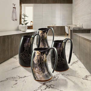 Jarra de cerveza de cuerno natural reutilizable a precio económico, artesanía única, con impresión de logotipo personalizado, para bar, artículos de regalo. - Product Image 6