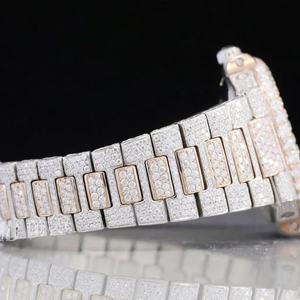 Montre bracelet en acier antique Luxe VVS Moissanite Diamant Glacé Affichage analogique romain Acier inoxydable de haute qualité Style Hip Hop 20mm - Product Image 4