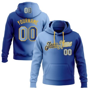 Vente en gros Expédition directe Sweat-shirt à capuche cousu sur mesure bleu royal clair-or dégradé Mode sport Pull - Product Image 1