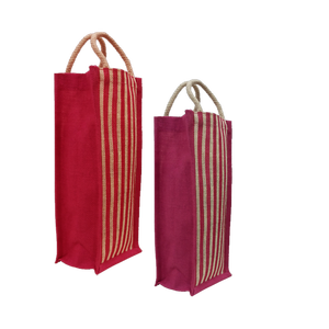 Sac de bouteille de vin en jute à impression de rayures personnalisé le moins cher produit de haute qualité fabriqué en Inde - Product Image 5