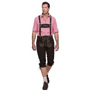 Men's Organic Polished Grain <b>Leather</b> Plaids 1.2mm Thick Lederhosen Costume for Oktoberfest Halloween Carnival Parties-All Sizes - Product Image 1