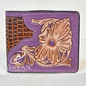 กระเป๋าสตางค์สำหรับผู้ชายแบบพับได้ทำจากหนังจระเข้แบบพับได้มีช่องใส่เหรียญแบบบางช่องใส่บัตร - Product Image 1