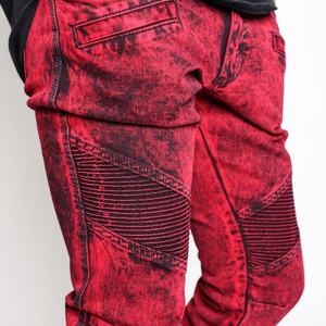 New Fashion Red Slim <b>Biker</b> <b>Jeans</b> for <b>Mans</b> Moto Denim <b>Jeans</b> Pants - Product Image 2