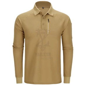 Entraînement de performance personnalisé pour hommes polo à poche à manches longues et à manches poitrine combatable - Product Image 1