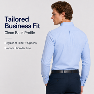 <span class=keywords><strong>Chemise</strong></span> boutonnée IKDEER personnalisée en oxford bleu clair, tissu dobby lavé, écologique, couleur unie, douce et agréable pour la peau - Product Image 2
