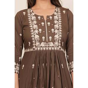 ชุดคุร์ตาผ้าชีฟองปักลายผ้าฝ้ายพร้อมเสื้อแขนสามส่วน - Product Image 6