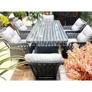 ชุดเก้าอี้โต๊ะหวายสำหรับสวนจากแอนทราไซต์สีเทา/เทาอ่อนจาก Annapark Victory - Product Image 3