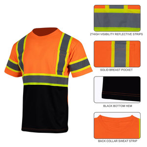เสื้อยืดทำงานผู้ชายสีส้มดำสะท้อนแสง แถบสะท้อนแสง ผ้าฝ้าย ชุดยูนิฟอร์มนิรภัย ป้องกันไฟฟ้าสถิตย์ พิมพ์ลาย UV - Product Image 6