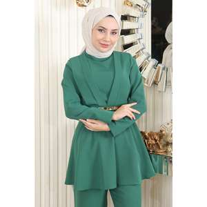 ชุดเซ็ตสองชิ้นลำลองสำหรับผู้หญิง กระโปรงระบายยาวปานกลาง คอเหลี่ยม ชุดเซ็ตขาสั้นเหนือเข่าสำหรับสุภาพสตรี - Product Image 2