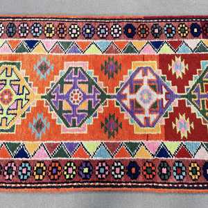 Turkish Herki <b>Runner</b> Rug 2.5x10.6 ft (75x323 cm), Vintage <b>Red</b> Floral Rug - Product Image 3