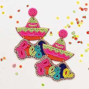 Boucles d'oreilles en perles colorées faites à la main nouveau style en gros Boucles d'oreilles pendantes pour femmes - Product Image 2