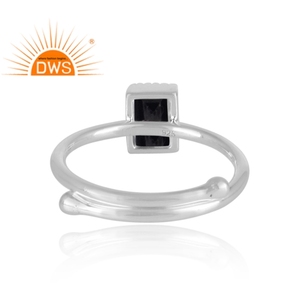 Fabricante de joyería de anillo ajustable de piedras preciosas espinales negras naturales de plata de ley fina de nuevo diseñador - Product Image 4