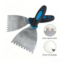 Couteau à mastic industriel DIY en acier inoxydable de 6 mm, lame droite flexible de 0,5 mm, spatule à encoches, racloir, applicateur d'adhésif pour carrelage mural