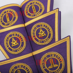 Manchons maçonniques sur mesure brodés à la main avec des paillettes dorées, aimantés, vente en gros de régalia, gauntlets pour uniformes de cérémonie - Product Image 6