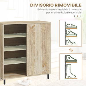HOMCOM-Zapatero de 4 niveles en aglomerado y acero con estantes ajustables, máximo 12 pares 80x40x93 cm - Product Image 6