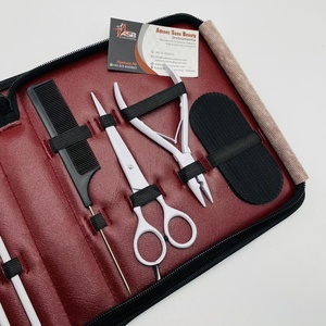 Kit de alicates de extensión de cabello de microcuentas personalizadas de acero inoxidable mate blanco, pinzas de velcro, hilos, herramientas de extensiones de cabello al por mayor - Product Image 3