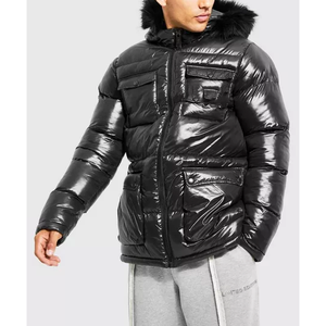 Veste d'hiver épaisse en fourrure de mouton imperméable respirante de haute qualité pour hommes avec logo personnalisé imprimé - Product Image 6