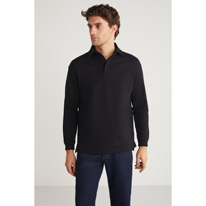 GRIMELANGE <b>JOHN</b> <b>Men's</b> Polo Sweat Shirt Collar Back <b>Long</b> Slit Diagonal Fabric Sweatshirt - Product Image 2