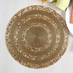 Three Sequence Circle <b>Beaded</b> <b>Placemat</b> for Dining Table Wedding Reception New Year Parties-Elegant Design for Mats & Pads - Product Image 1