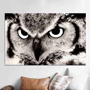 Lienzo Impreso: Lienzo Enrollado con Diseño de Búho Pintado sobre Vidrio, Decoración Rústica para el Hogar - Product Image 1