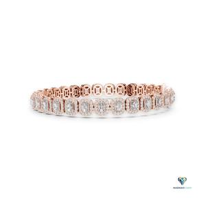7.04 CT Rose <b>Gold</b> Radiant Cut Lab Grown Diamond Halo Link Bracelet in 14K <b>Solid</b> <b>Gold</b> - Product Image 5