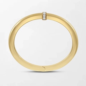 Bold Regular Hinged Bracelet With 6 Round Lab Grown Diamonds 0.34 Carat GH-VS In 14K Yellow <b>Gold</b> Wedding Anniversary Gift - Product Image 2