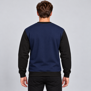 Sudadera Personalizada con Logotipo para Hombre, Color Azul Marino y Negro, Cuello Redondo, Manga Larga, Corte Regular, Venta al Por Mayor, Marca Privada - Product Image 2