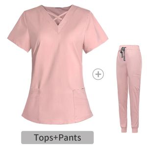 Venta al por mayor médico antiarrugas transpirable lavable suave tela enfermera Scrubs elástico Jogger Scrubs mujeres Hospital uniformes conjuntos - Product Image 5